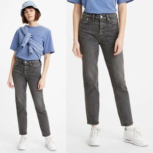 Levi's Wedgie Jeans Straight Leg Tapered High Rise Button Fly Dark Grey 29